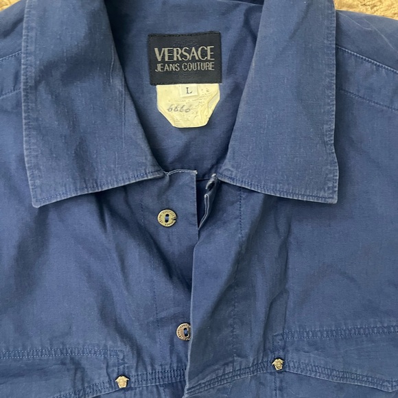 Versace Jeans Collection Blue Button-Up Shirt - Picture 3 of 4